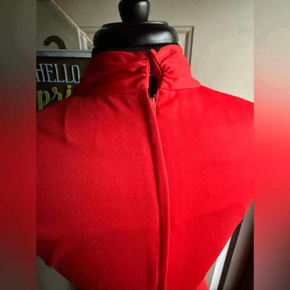 Vintage 60/70s Andrea Gayle red sleeveless gathered maxi dress, size medium - Picture 9 of 16